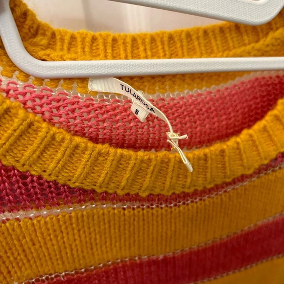 ! Tularosa REVOLVE Meridian SHEER Knit Sweater Crop in Orange & Pink, Small - Picture 5 of 5